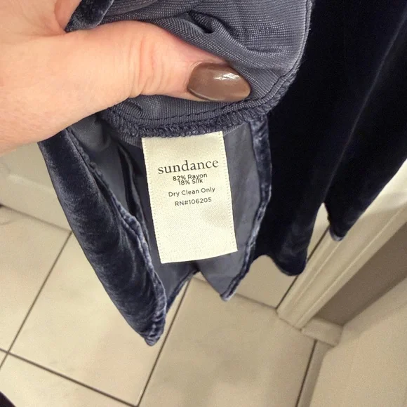 Sundance Hendrix Velvet Shirtdress Long Sleeve Navy Paris Night Blue Relaxed - Picture 8 of 8